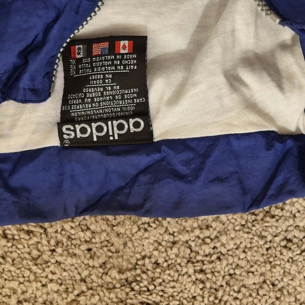 Vintage Adidas Blue and Black Quarter Zip Nylon Windbreaker Jacket XL - Picture 5 of 7